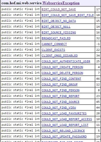 How To Get A Complete List Of All Web Service Error Codes Yellowfin BI