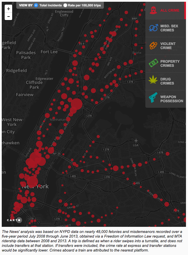 New York subway station crime map