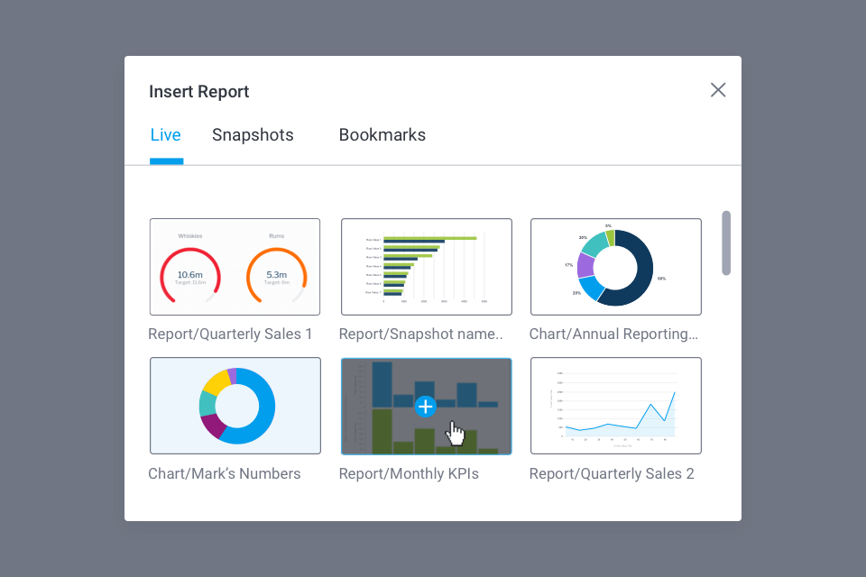 Snapshots and Bookmarked Reports