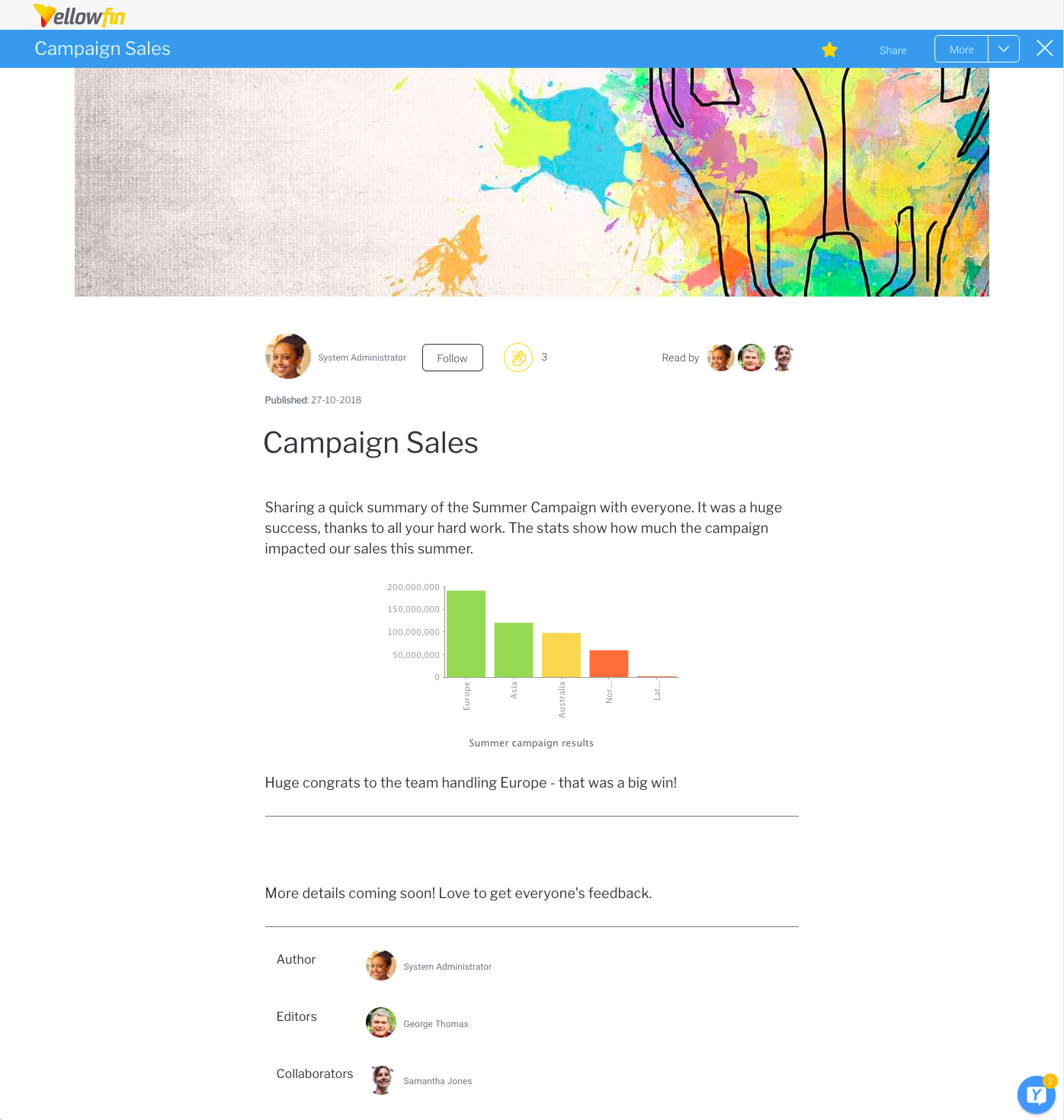 Yellowfin Stories editor