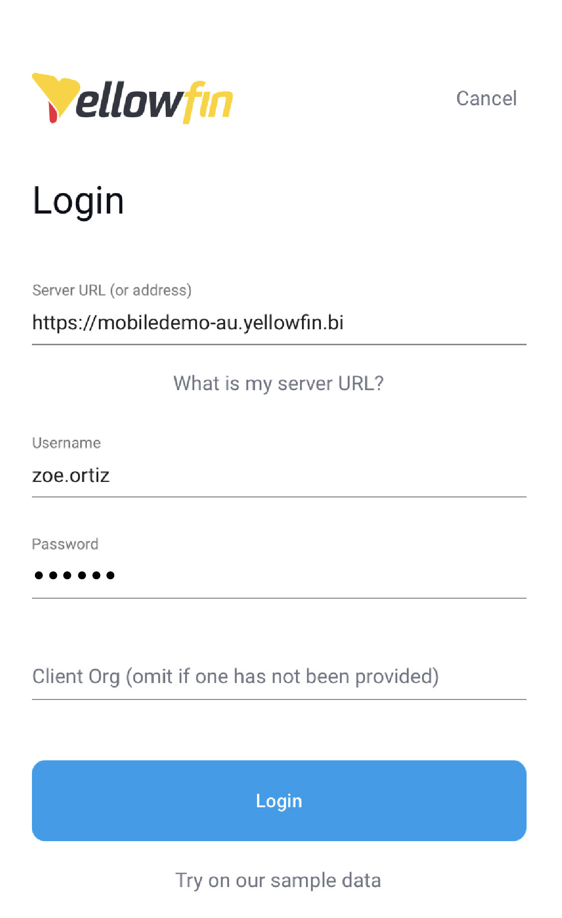 Yellowfin 9.14 Mobile App Login Enhancements